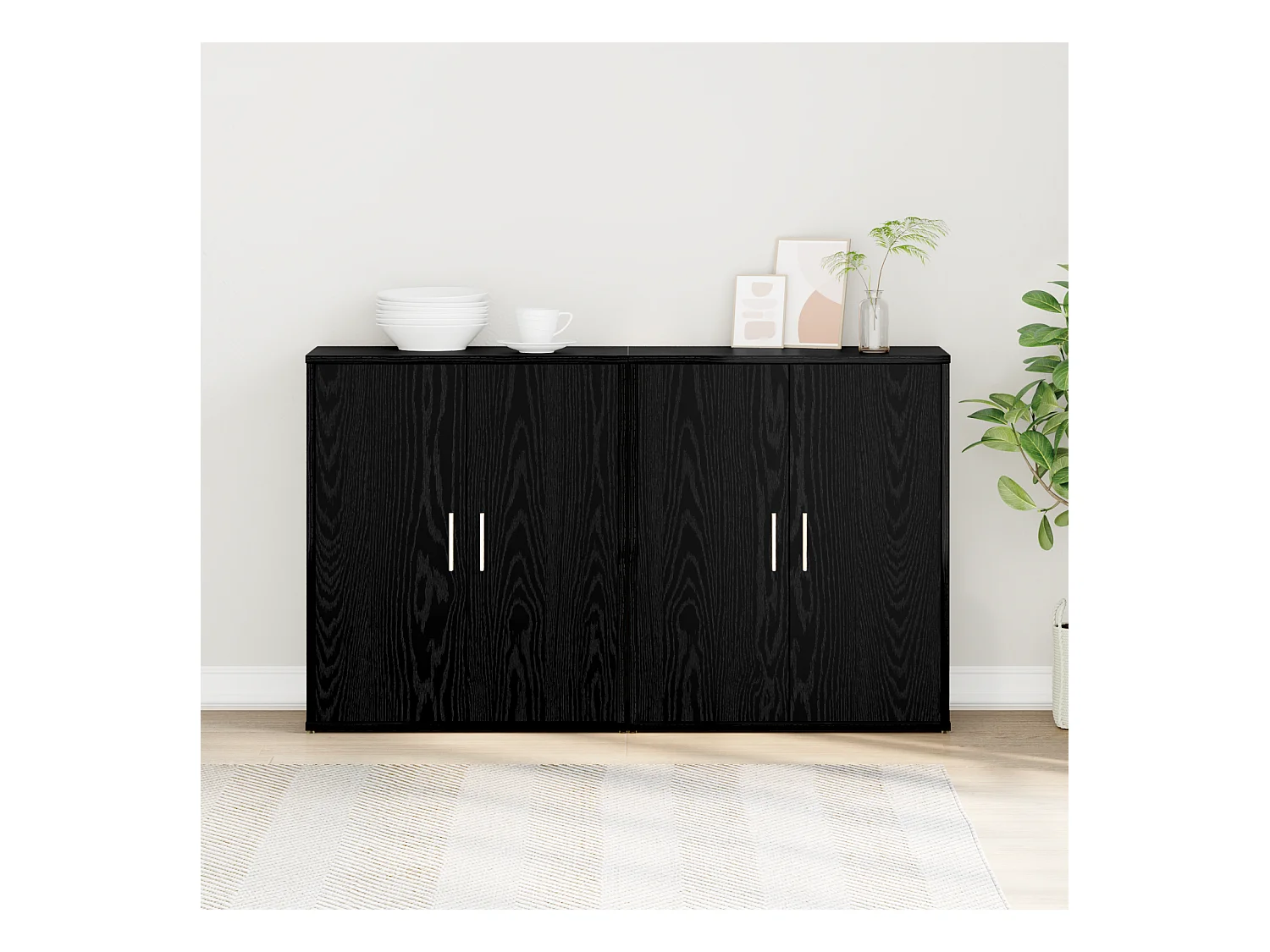 Haut Armoire 2 pcs Chêne noir 60 x 31 x 70 cm Bois d'ingénierie