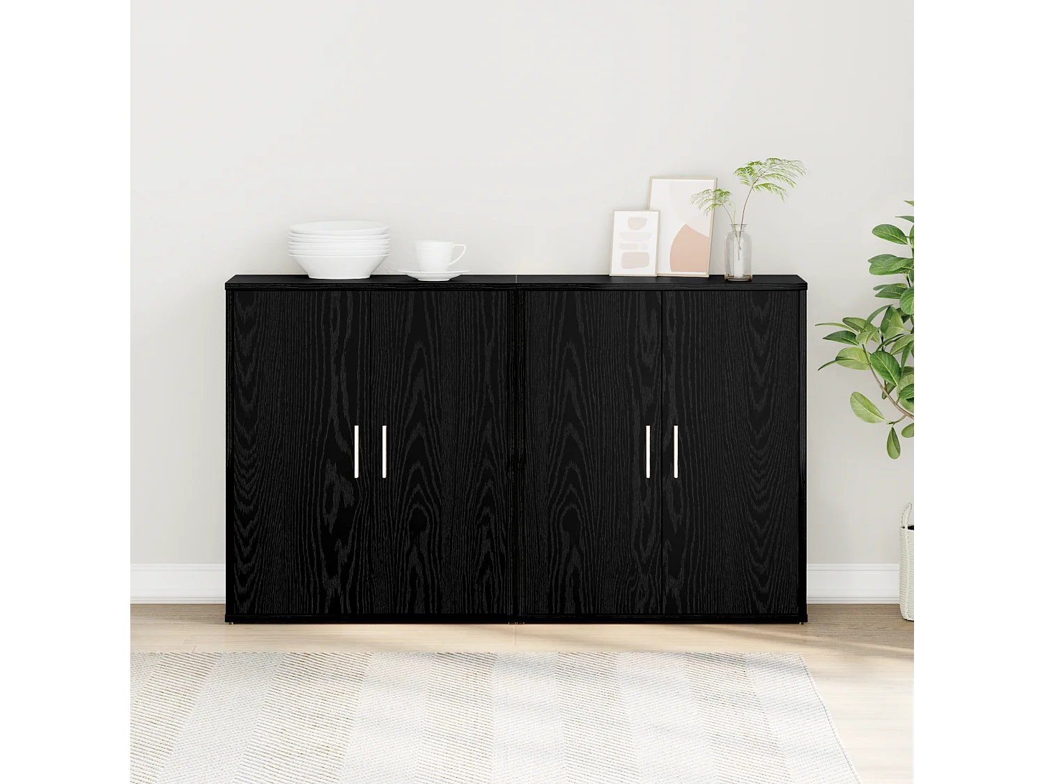 Haut Armoire 2 pcs Chêne noir 60 x 31 x 70 cm Bois d'ingénierie