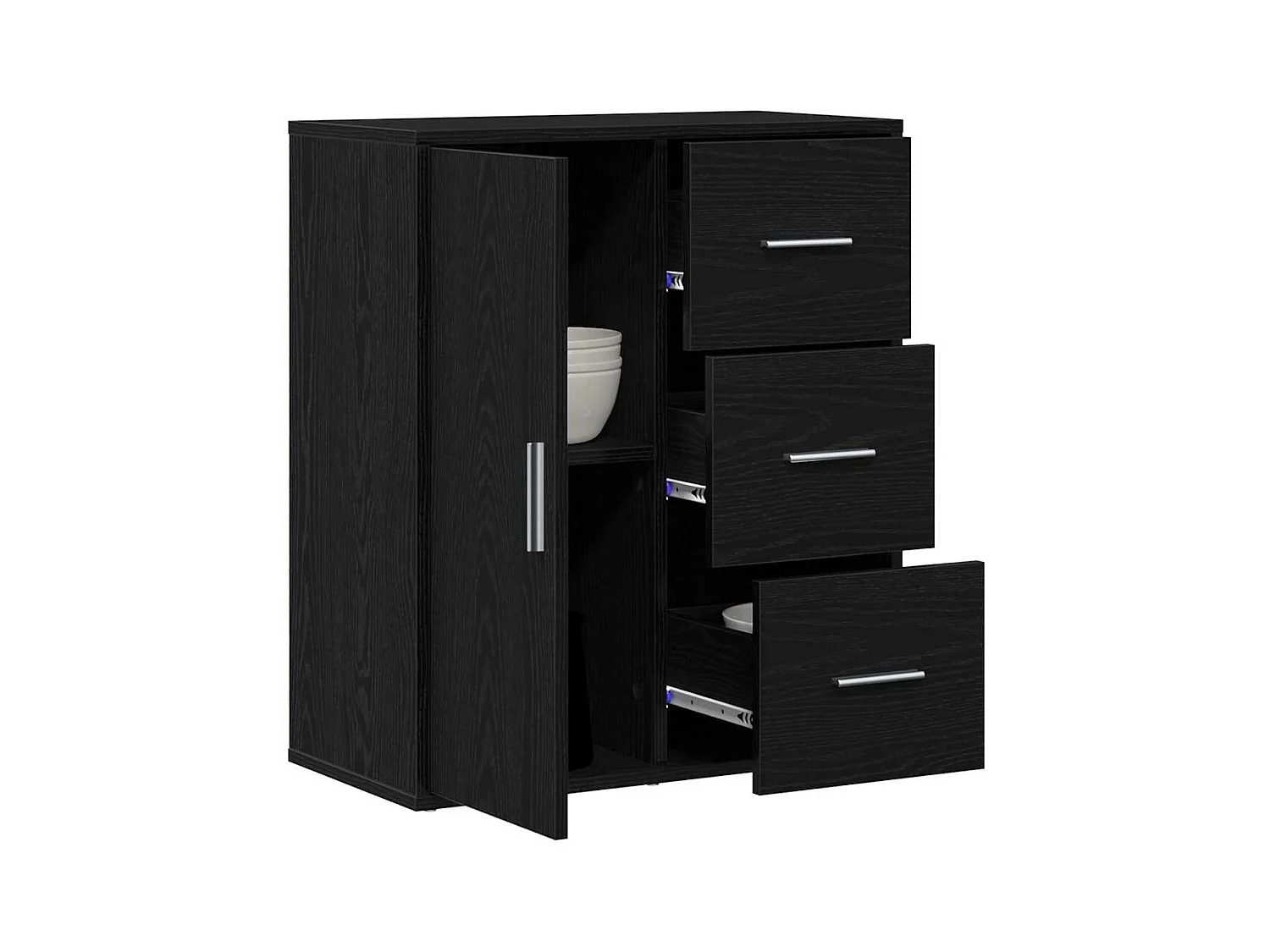 Credenza con cassetto Rovere nero 60 x 31 x 70 cm Legno composito