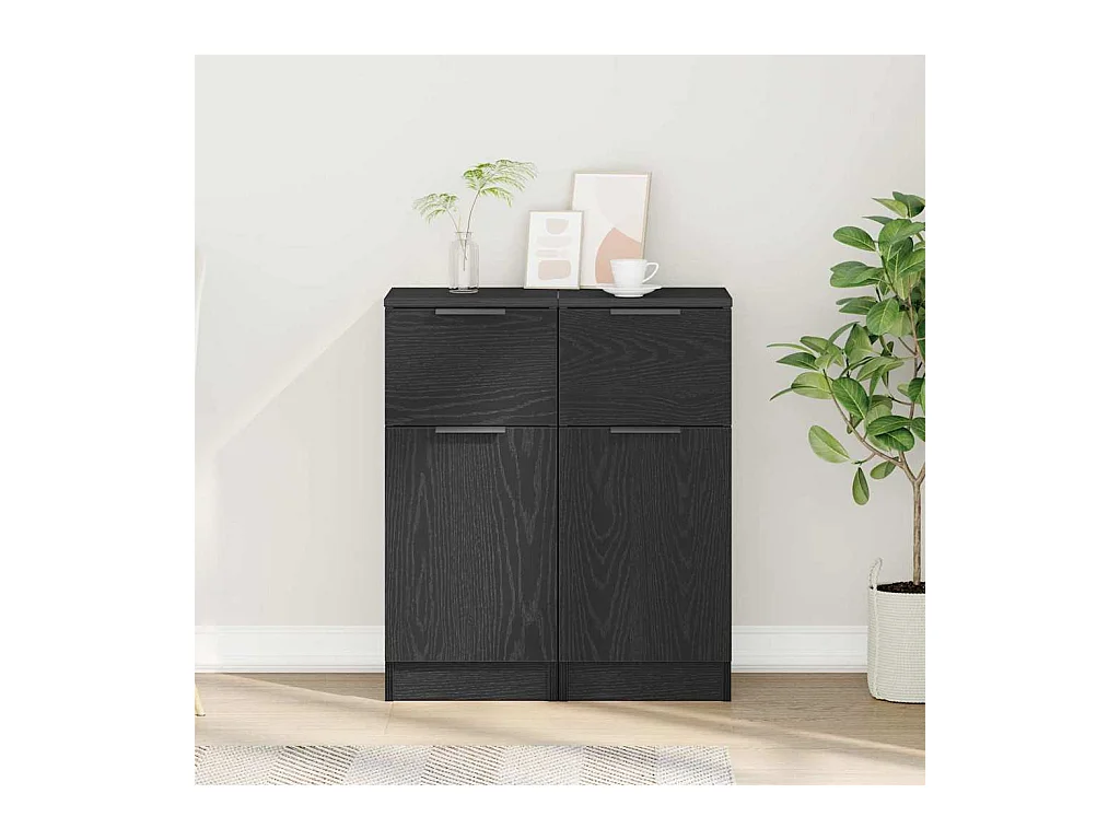 Buffet noir chêne 30x30x70 cm MDF