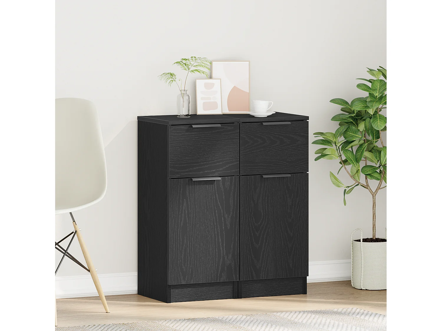 Credenza in rovere nero 30x30x70 cm MDF