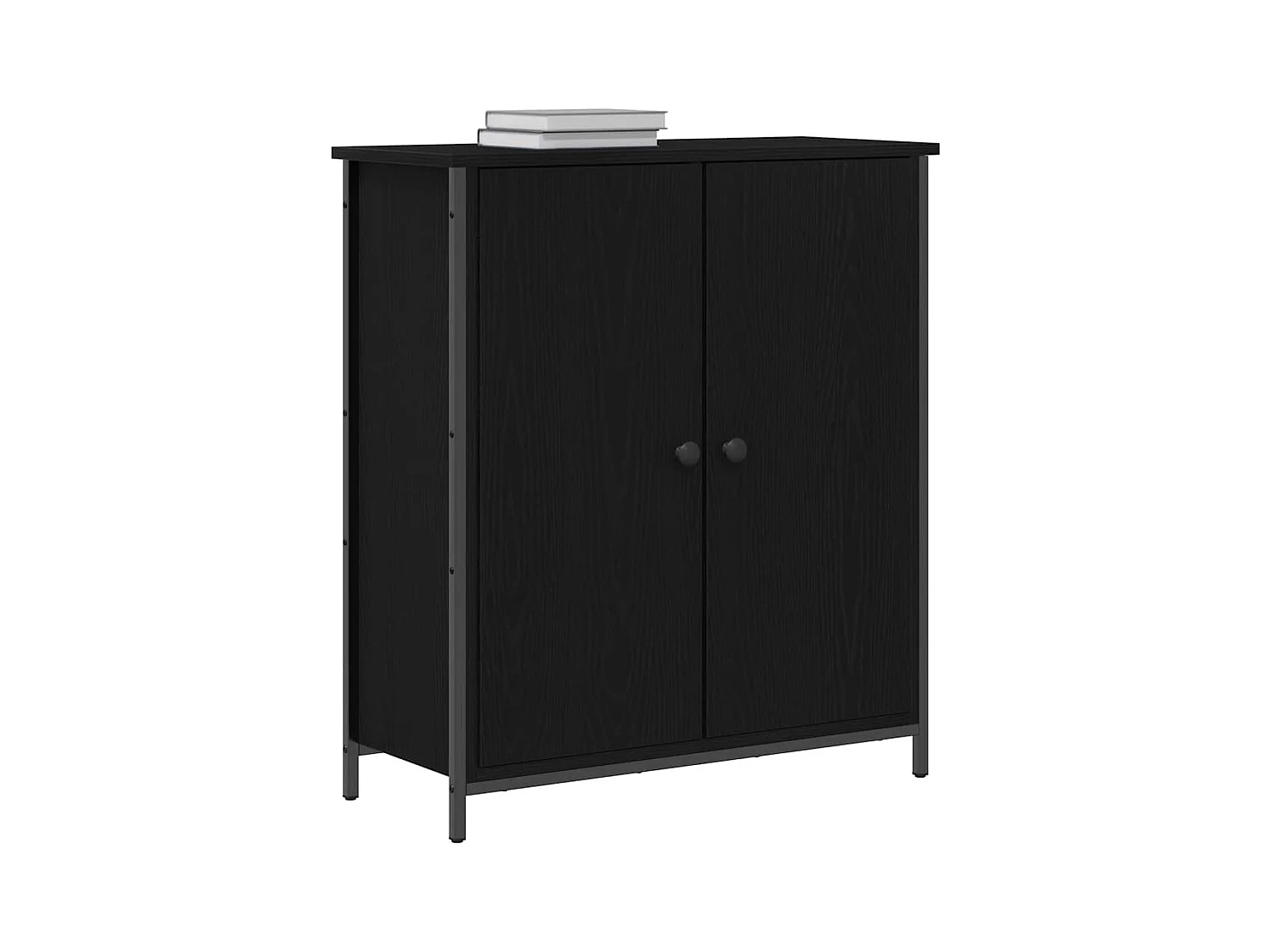 Buffet Chêne Noir 70x30x80 cm Bois d'ingénierie et Acier