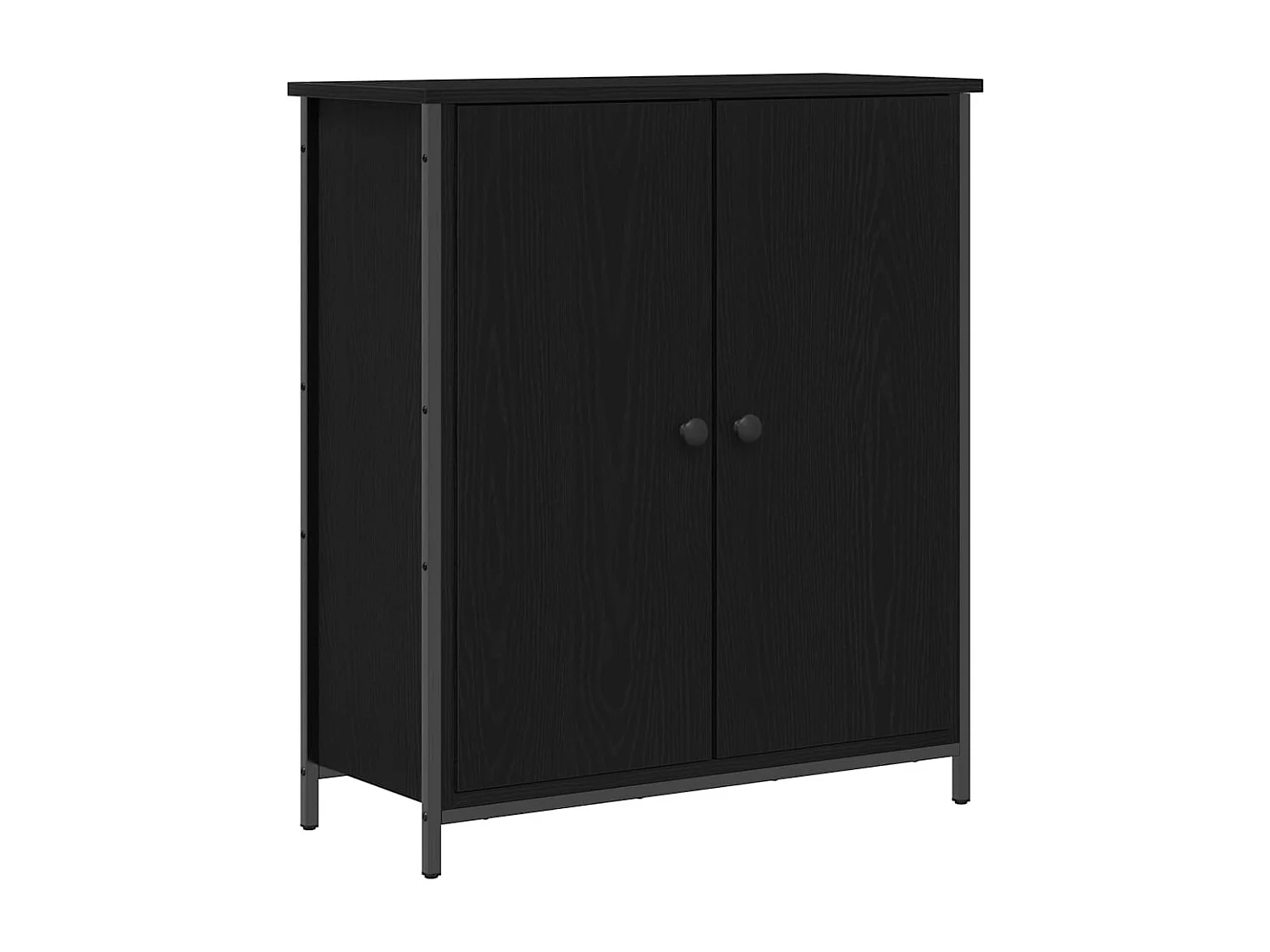 Buffet Chêne Noir 70x30x80 cm Bois d'ingénierie et Acier