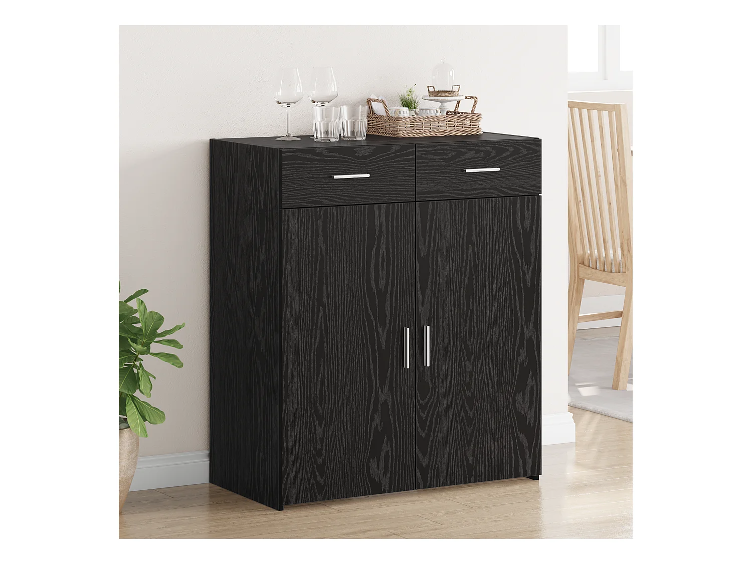 Cabinet de rangement Chêne noir 80x42,5x93,5 cm Bois d'ingénierie