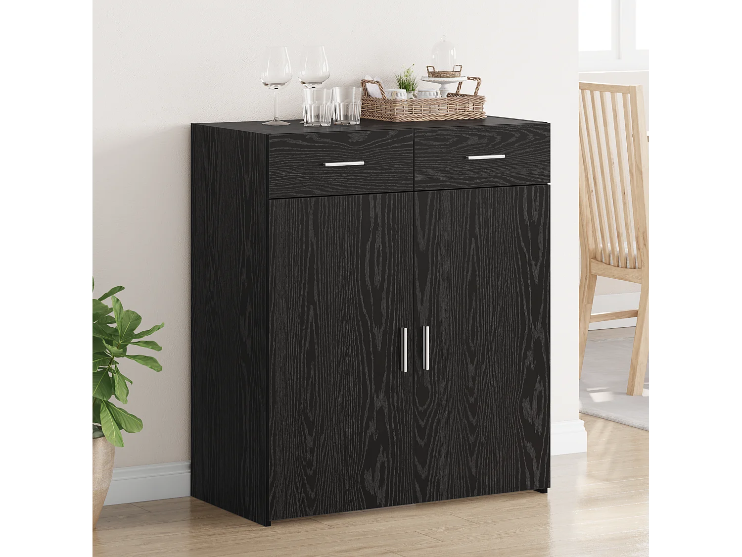 Cabinet de rangement Chêne noir 80x42,5x93,5 cm Bois d'ingénierie