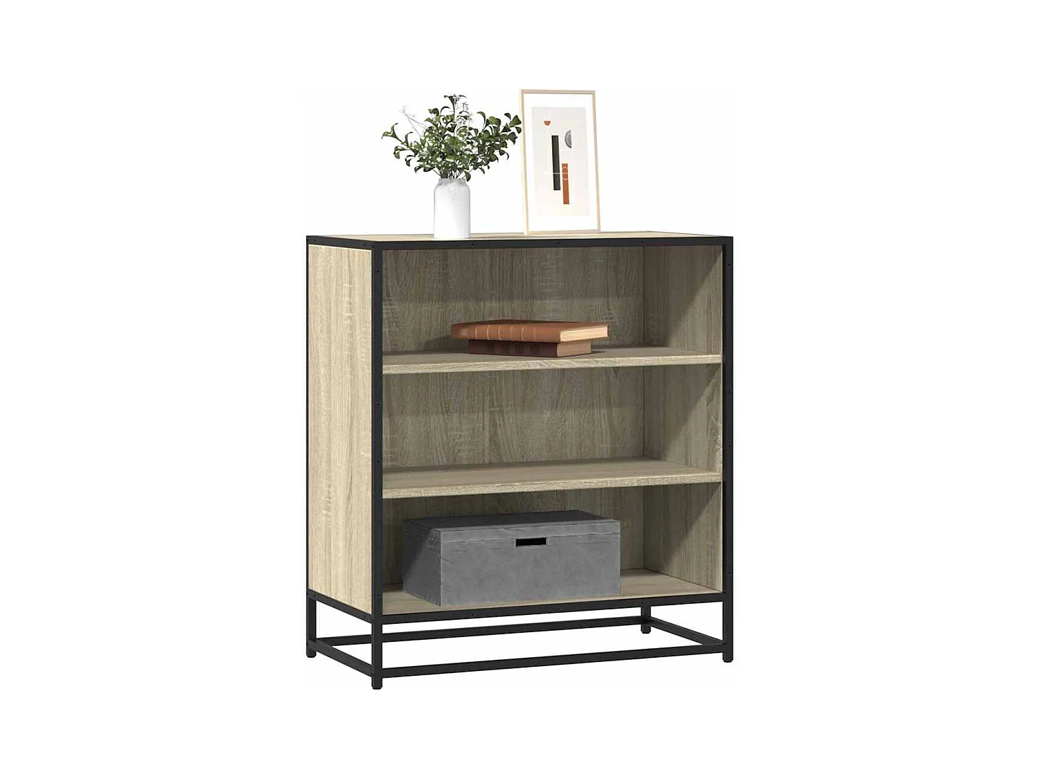 Buffet chêne sonoma 68x35x76 cm bois d'ingénierie et métal