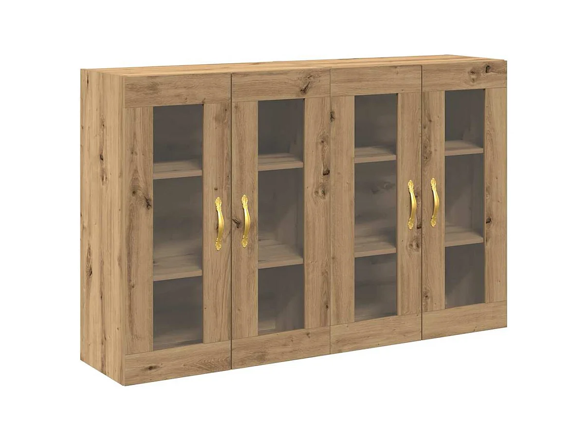 Pensili da parete a 2 pezzi in rovere Artisan da 69,5 x 34 x 90 cm, realizzati in legno ingegnerizzato.