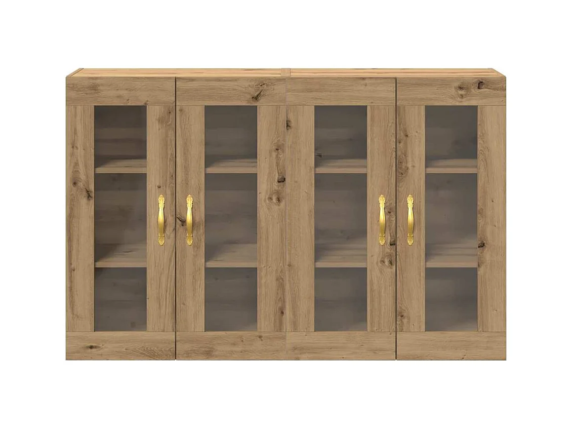 Pensili da parete a 2 pezzi in rovere Artisan da 69,5 x 34 x 90 cm, realizzati in legno ingegnerizzato.