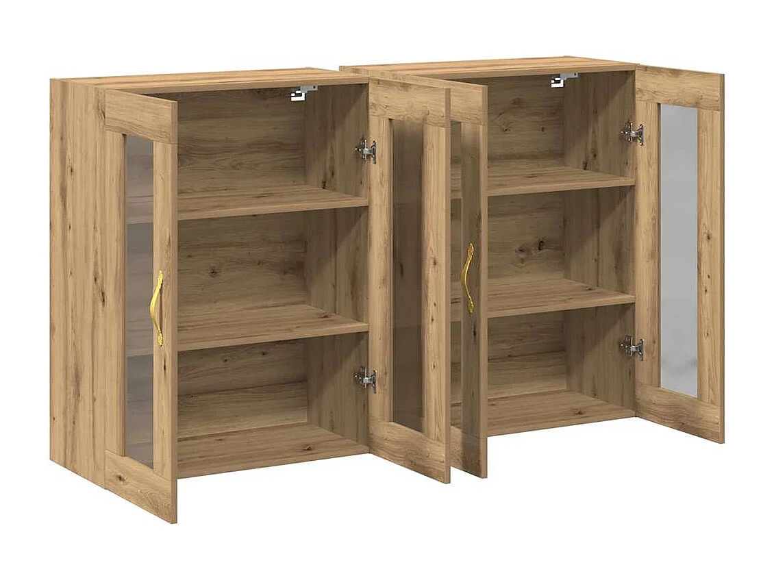 Pensili da parete a 2 pezzi in rovere Artisan da 69,5 x 34 x 90 cm, realizzati in legno ingegnerizzato.