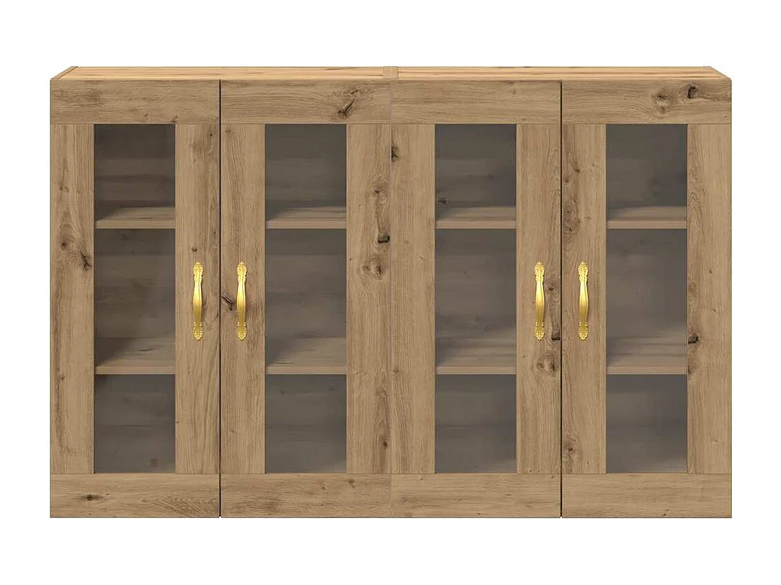 Pensili da parete a 2 pezzi in rovere Artisan da 69,5 x 34 x 90 cm, realizzati in legno ingegnerizzato.