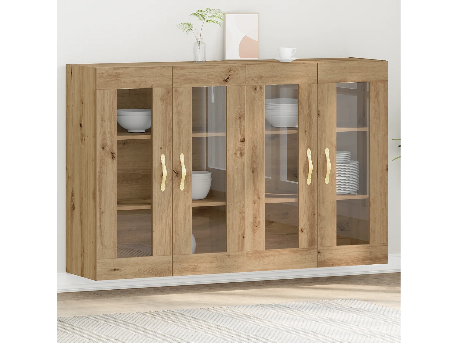 2-teilige Hängeschränke in Artisan Oak 69,5 x 34 x 90 cm, aus Holzwerkstoff.