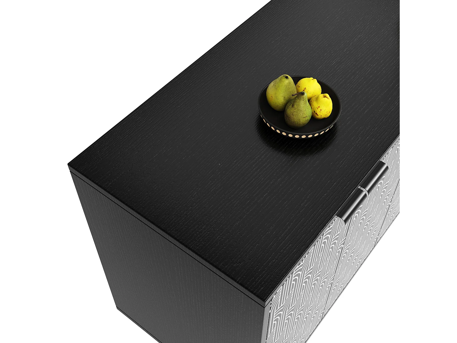 Eetkamerkast, opbergruimte met gesneden houten deur, MDF, zwart (120x35x78 cm)