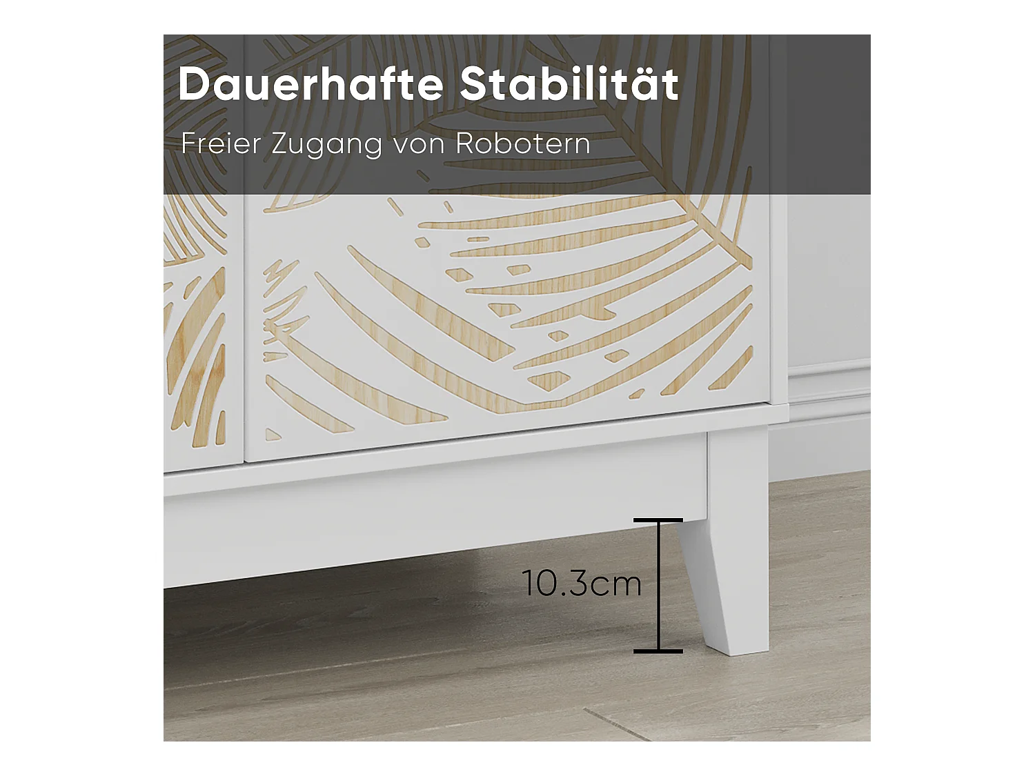 Buffet vintage avec portes décoratives en feuille, MDF, blanc (80x38x76 cm)