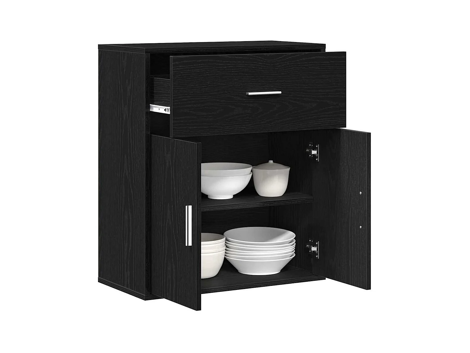 Buffet avec tiroir Chêne noir 60 x 31 x 70 cm Bois d'ingénierie