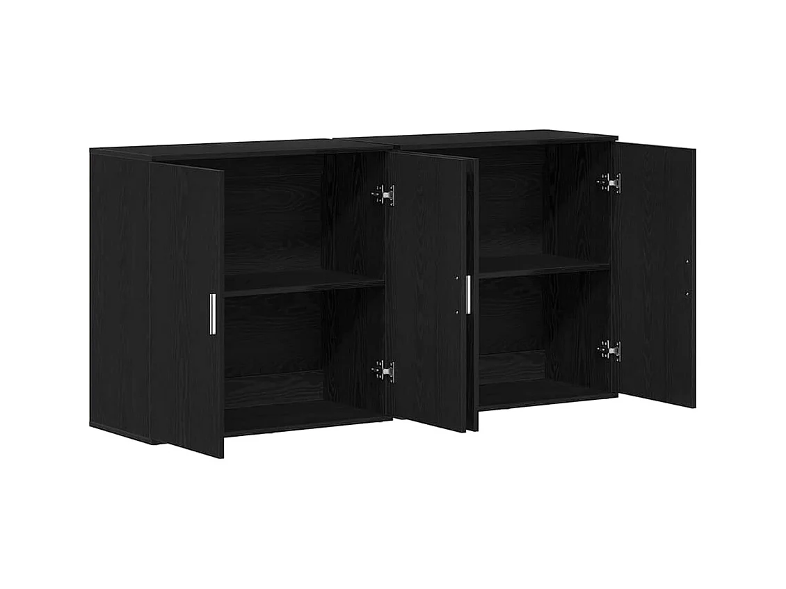 Sideboards 2 pcs Noir Chêne 79x38x80 cm Bois d'ingénierie