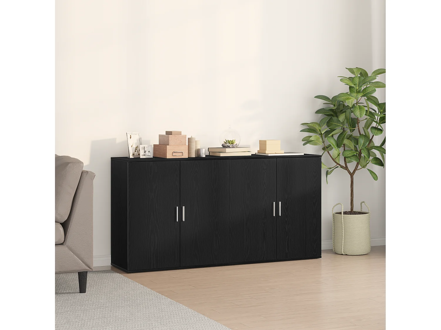 Sideboards 2 pcs Noir Chêne 79x38x80 cm Bois d'ingénierie