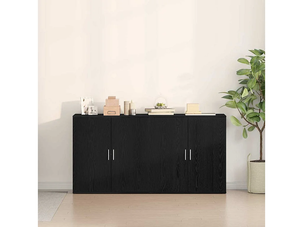 Sideboards 2 pcs Noir Chêne 79x38x80 cm Bois d'ingénierie