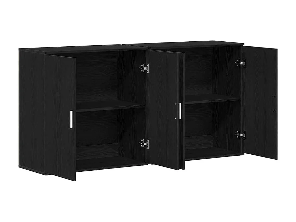 Sideboards 2 pcs Noir Chêne 79x38x80 cm Bois d'ingénierie