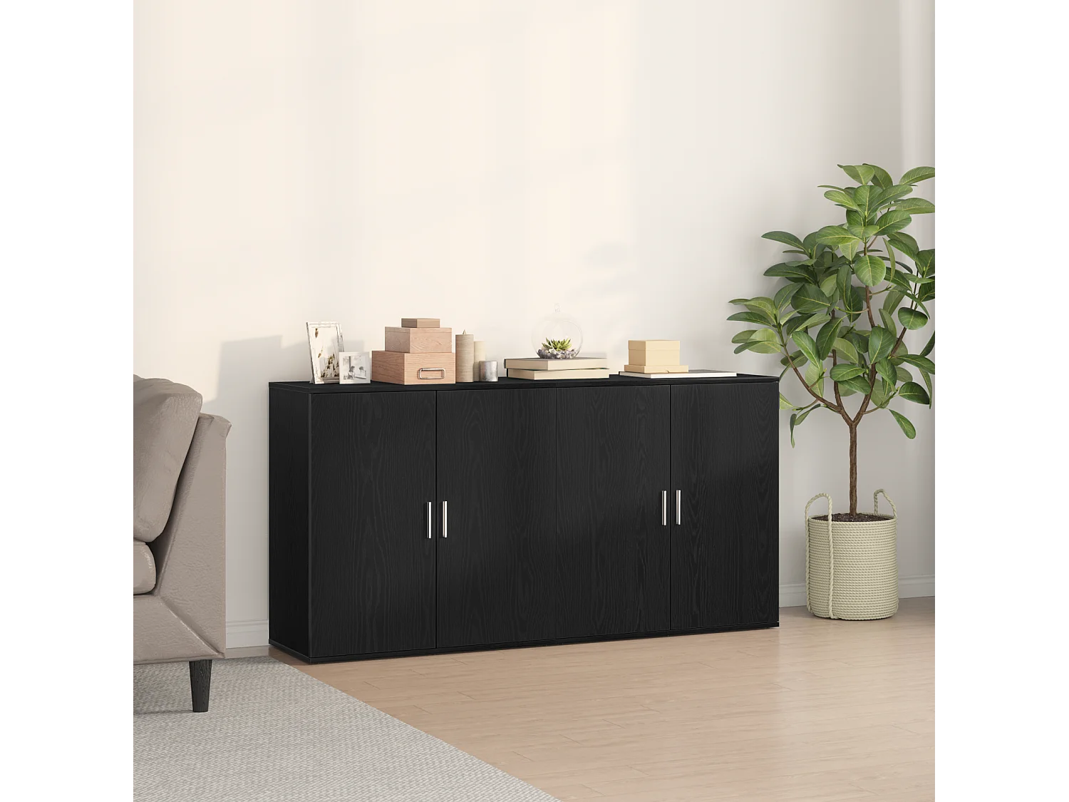 Sideboards 2 pcs Noir Chêne 79x38x80 cm Bois d'ingénierie