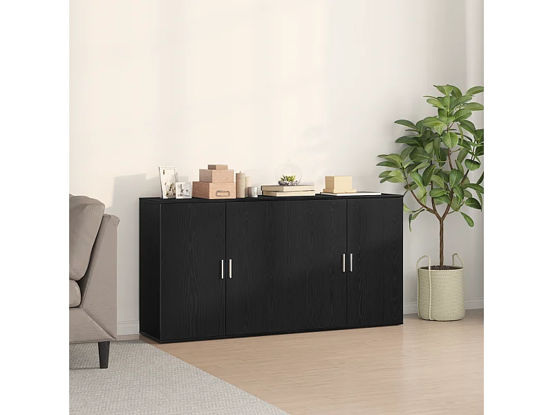 Sideboards 2 pcs Noir Chêne 79x38x80 cm Bois d'ingénierie