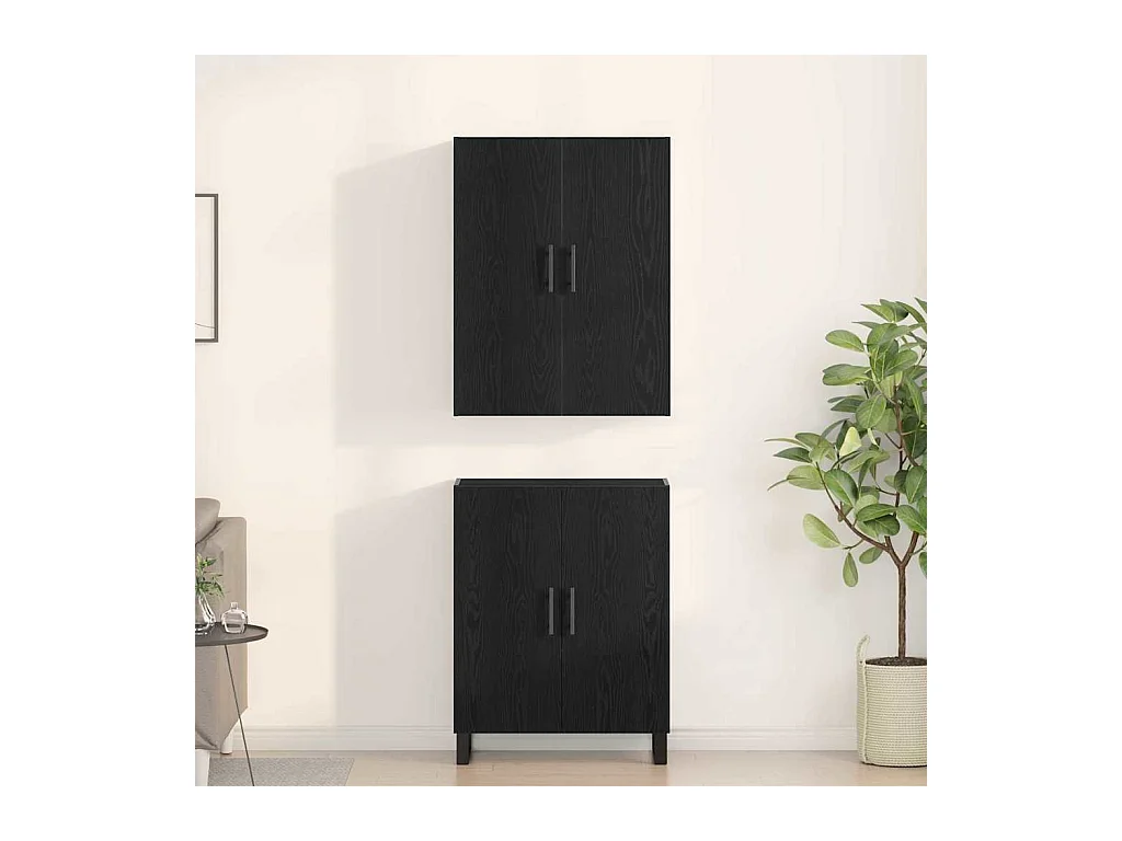 Armoires 2 pcs Chêne noir 69,5x34x180 cm Bois d'ingénierie