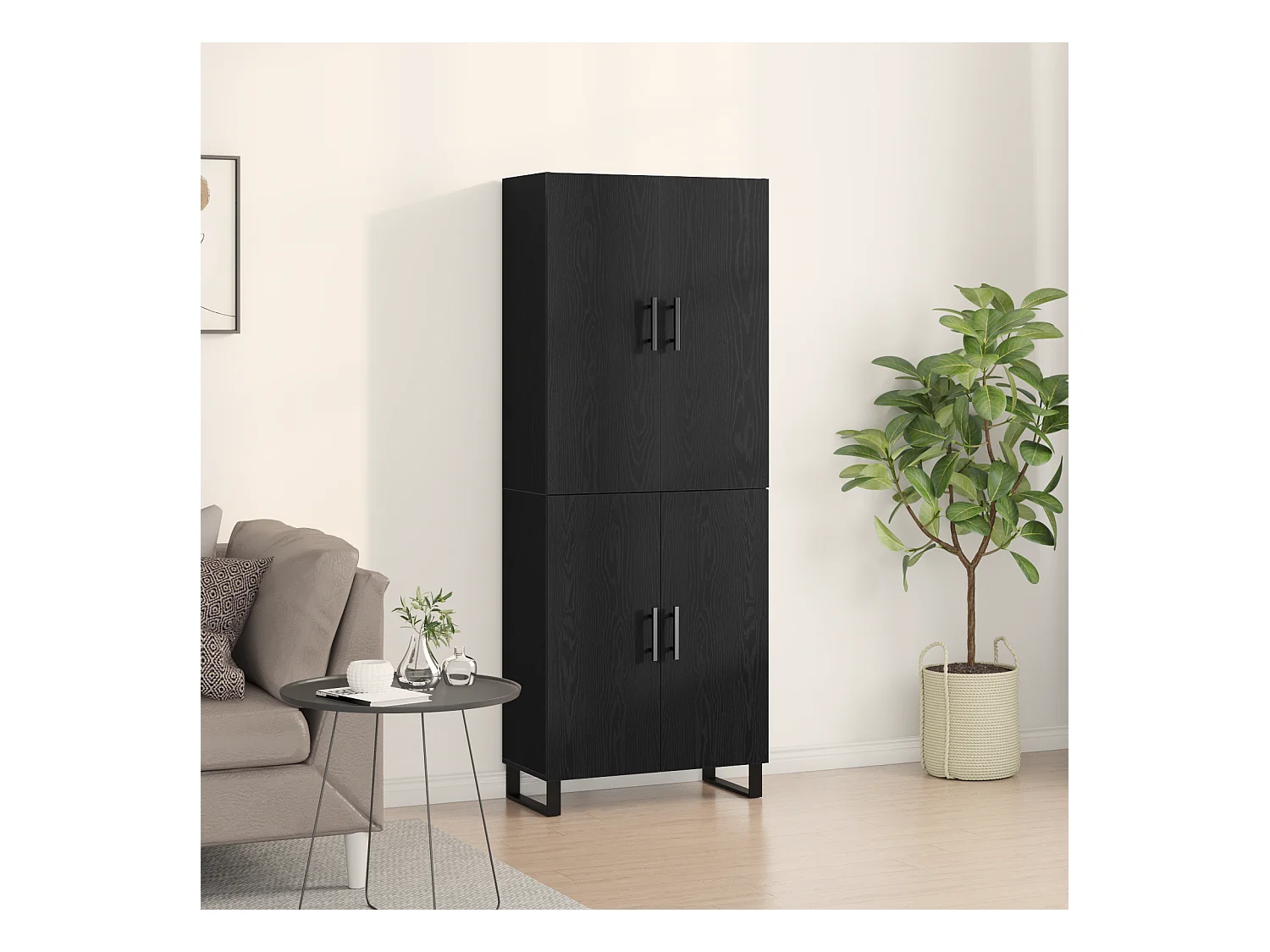 2-delige kasten Zwarte eik 69,5x34x180 cm Technisch hout