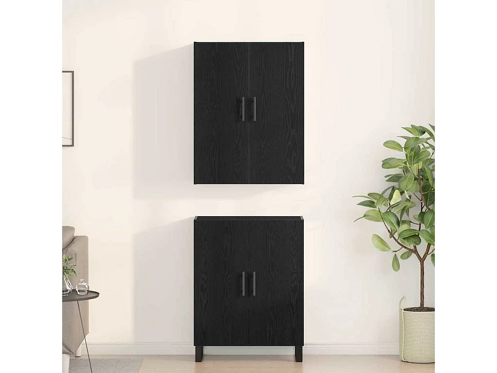Armarios de 2 piezas Roble negro 69,5x34x180 cm Madera de ingeniería