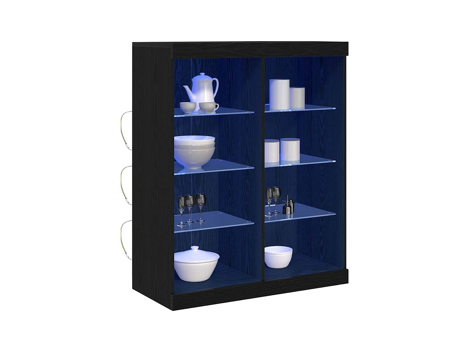 Buffet avec lumières LED en chêne noir 41x37x100 cm