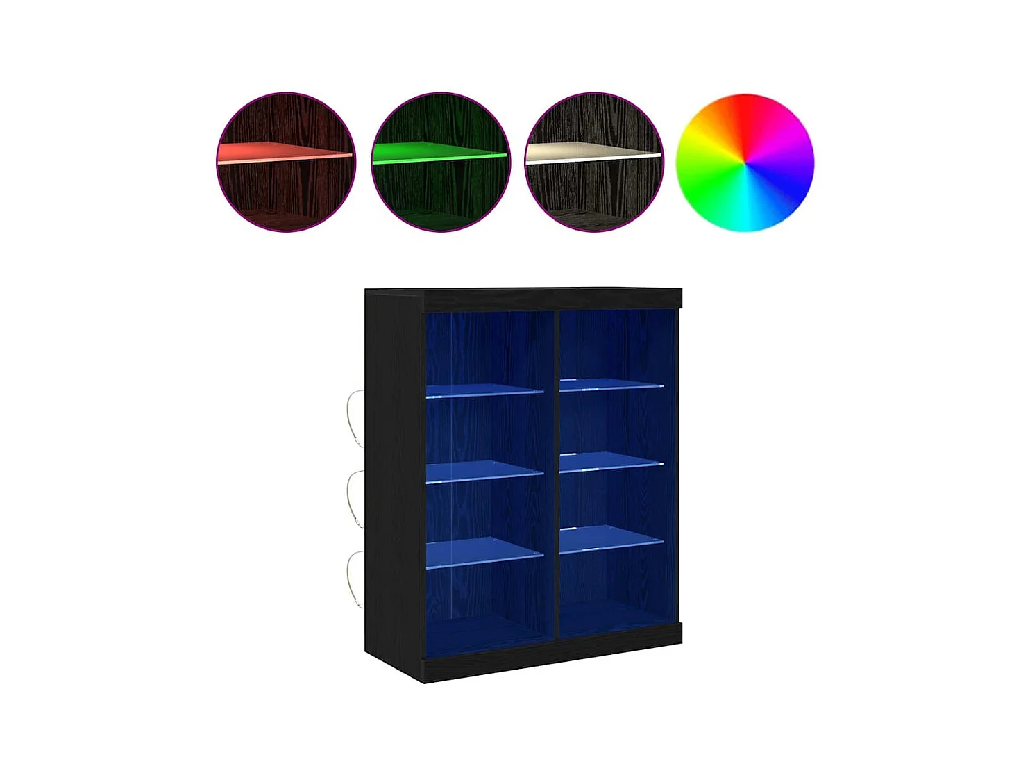 Buffet avec lumières LED en chêne noir 41x37x100 cm