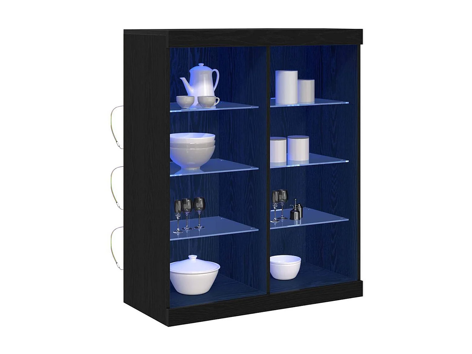 Buffet avec lumières LED en chêne noir 41x37x100 cm