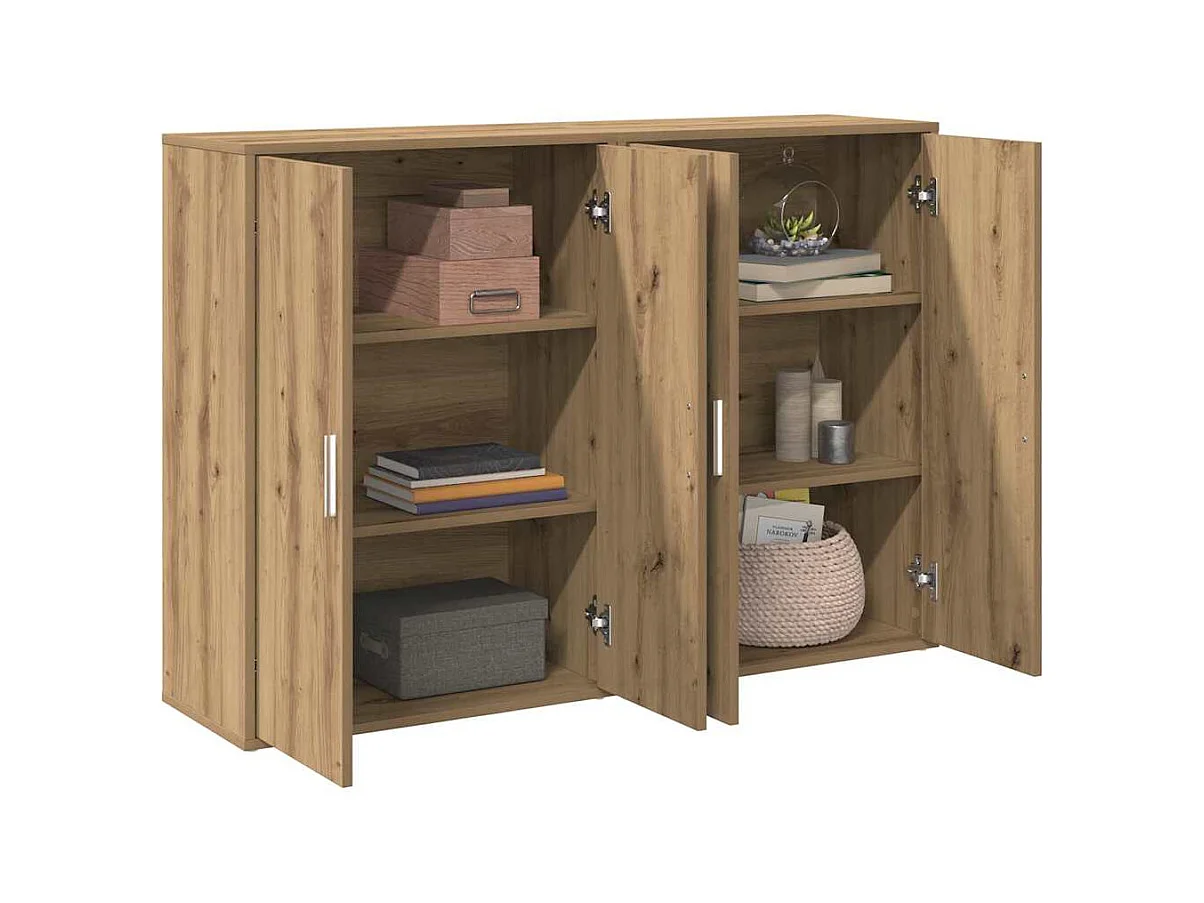Buffets en chêne artisan, 2 pcs, 60 x 31 x 84 cm, en bois d'ingénierie