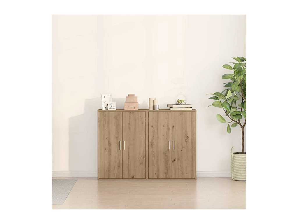 Buffets en chêne artisan, 2 pcs, 60 x 31 x 84 cm, en bois d'ingénierie