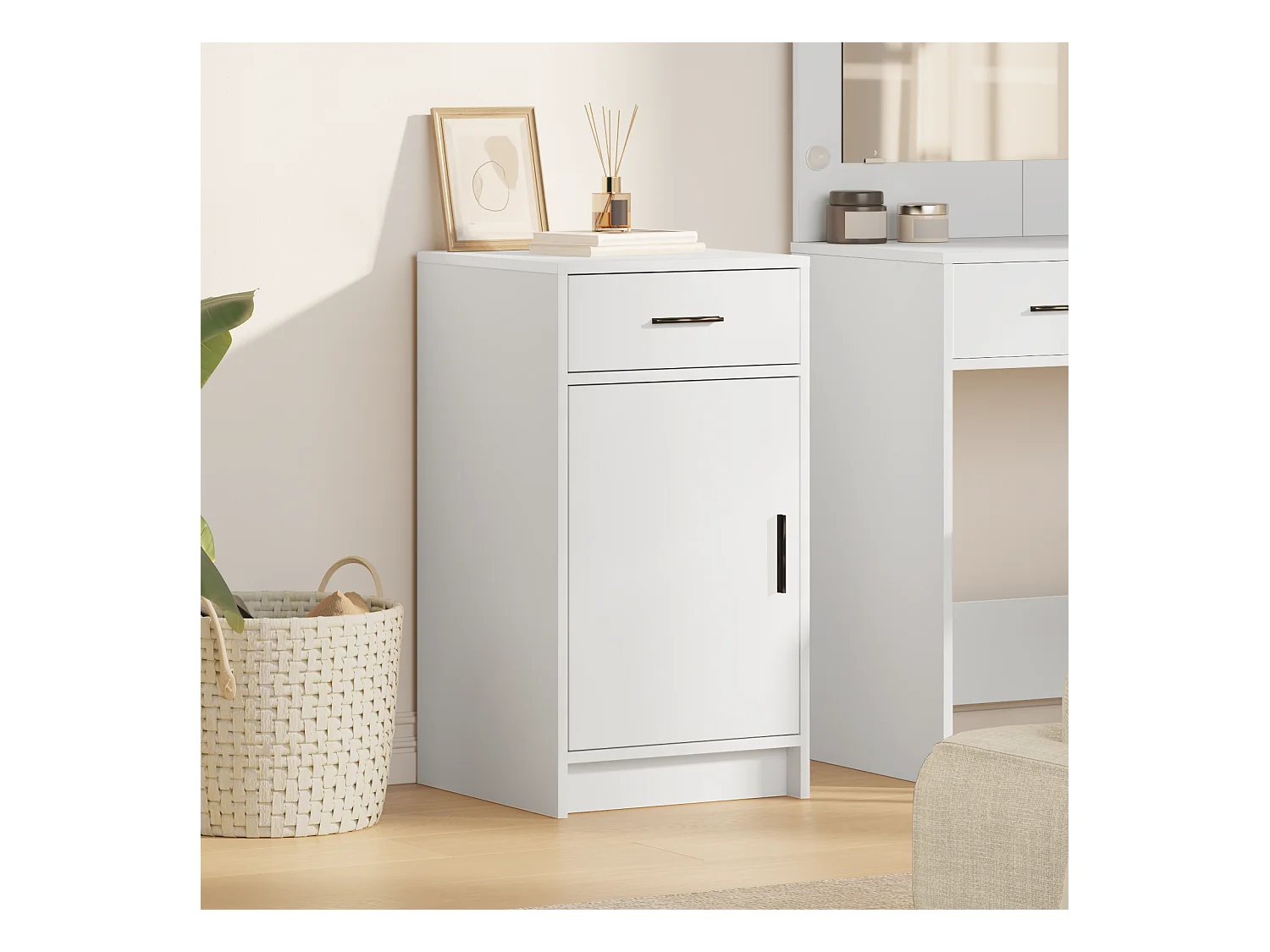 Buffet Blanc 40x41x75 cm en bois d'ingénierie