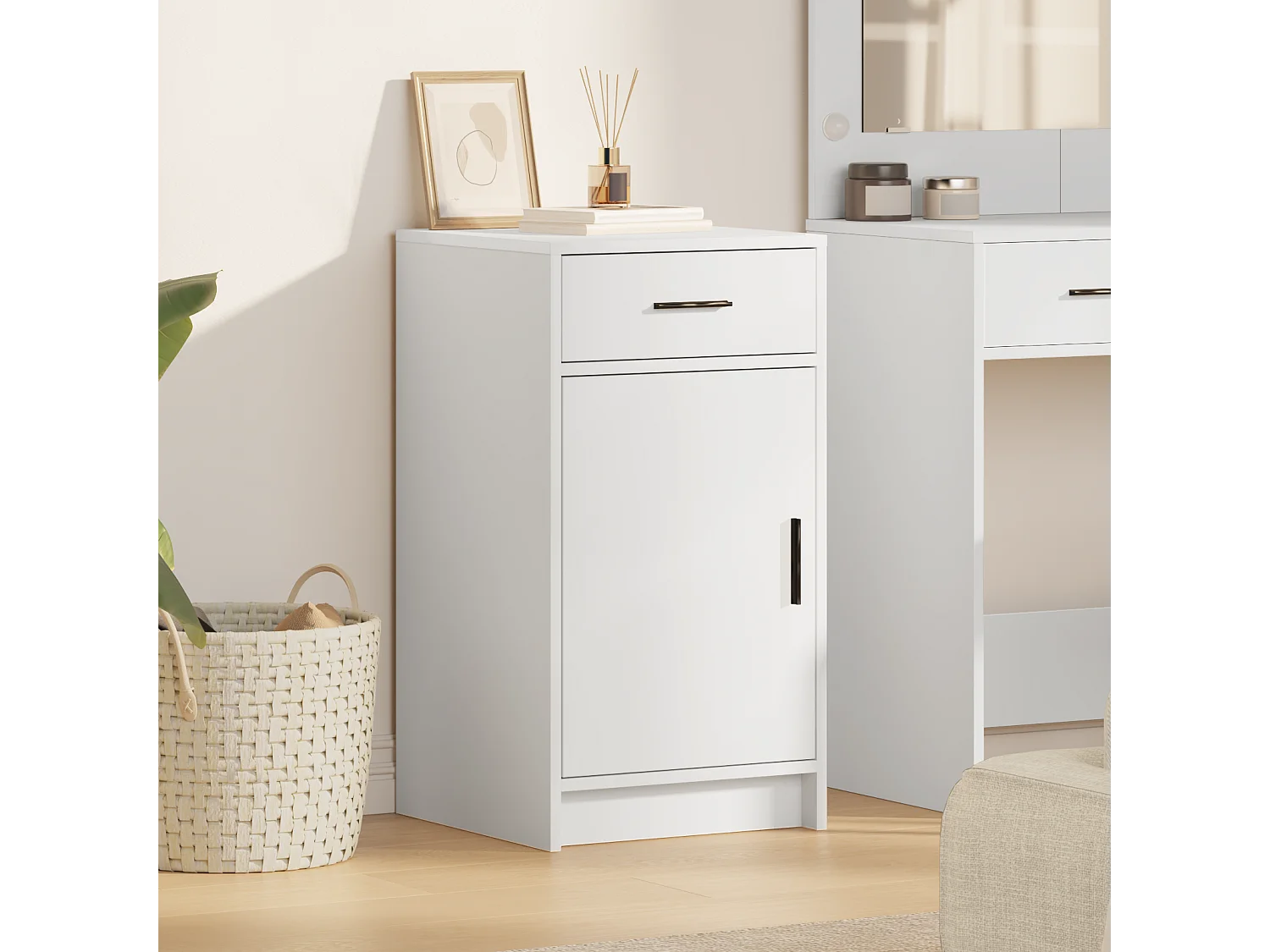 Buffet Blanc 40x41x75 cm en bois d'ingénierie