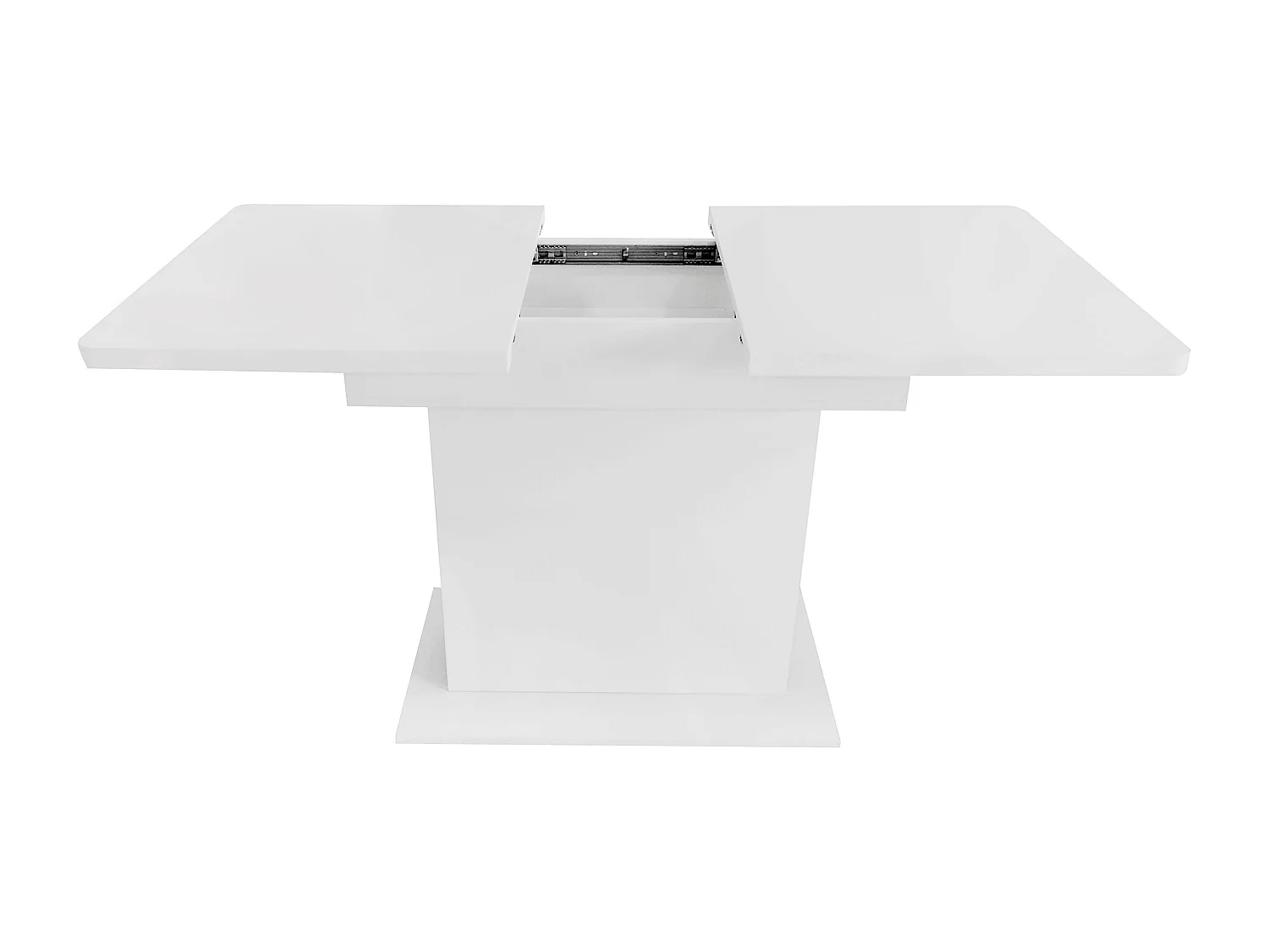 Set de salle à manger avec table extensible et 4 chaises, Sherpa tissu, pieds métalliques, blanc (110x40x72 cm)