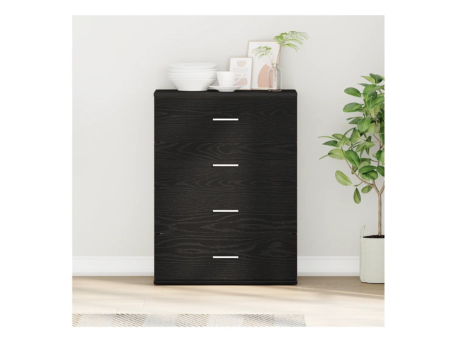 Buffet avec tiroir Chêne Noir 60 x 39 x 80 cm Bois d'ingénierie