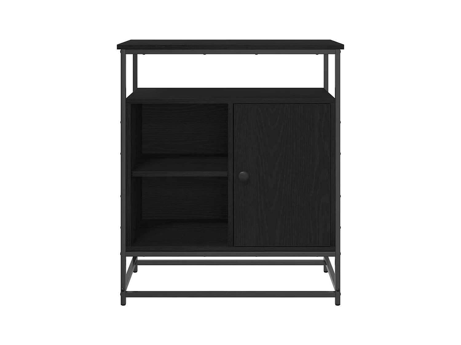 Buffet Noir Chêne 69x35x80 cm Bois d'ingénierie et Acier