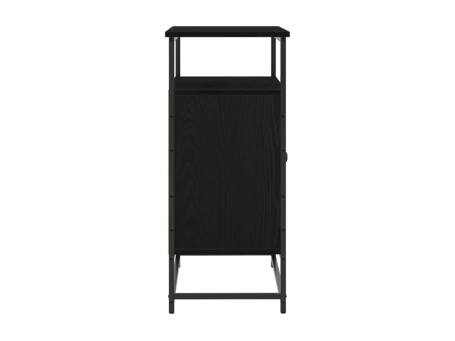 Buffet Noir Chêne 69x35x80 cm Bois d'ingénierie et Acier