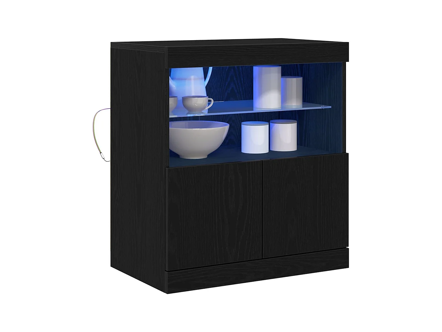 Buffet avec lumières LED Chêne noir 60x37x67 cm