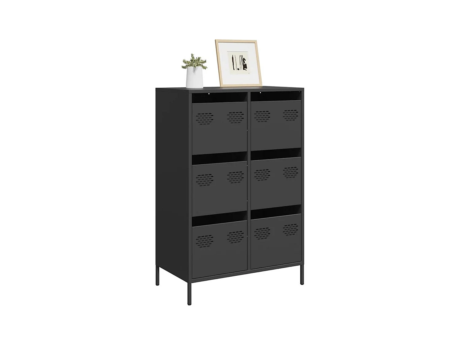 Buffet haut noir 68x39x101,5 cm acier