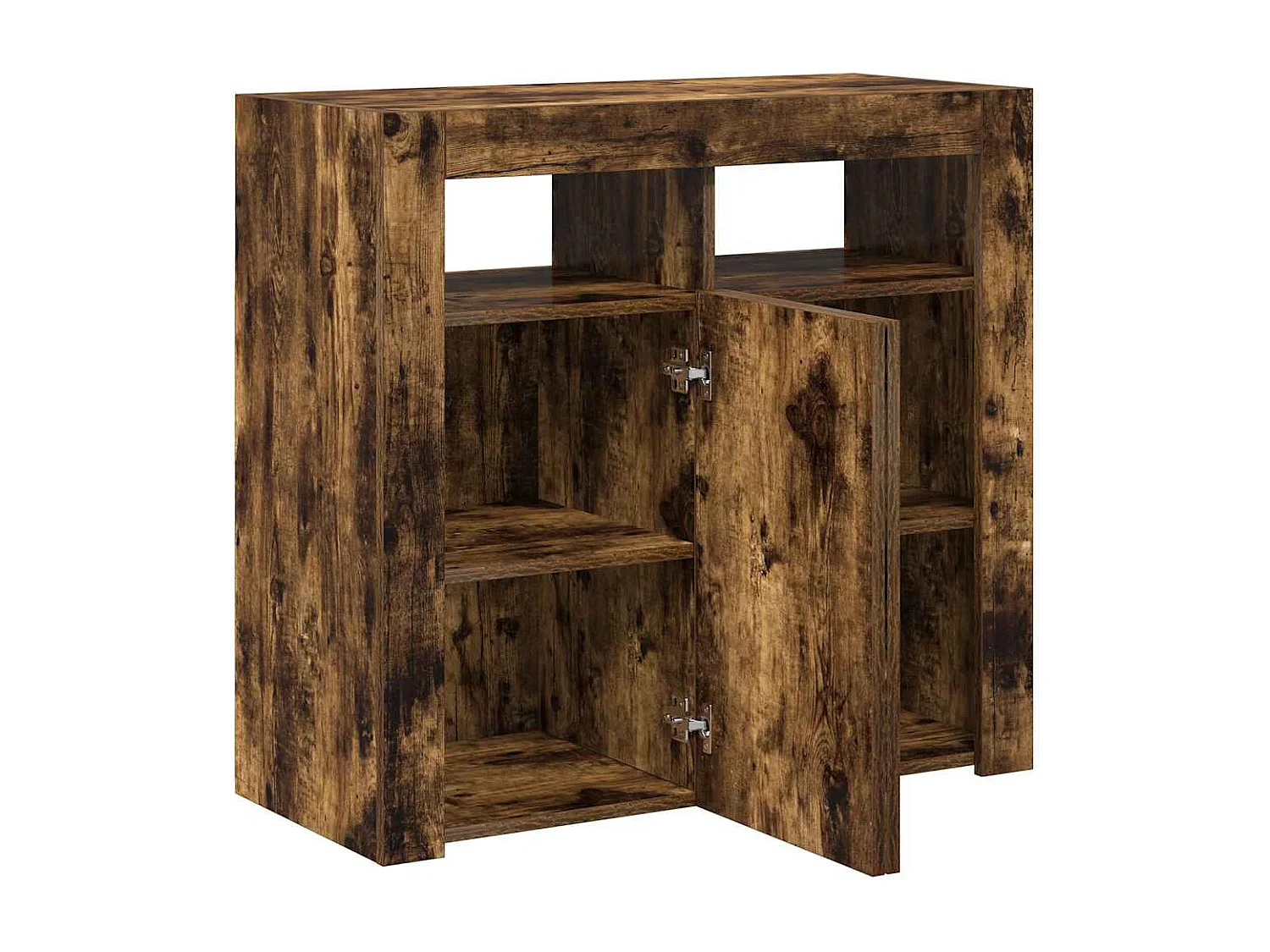 Buffet avec lumières LED chêne fumé 80x35x75 cm