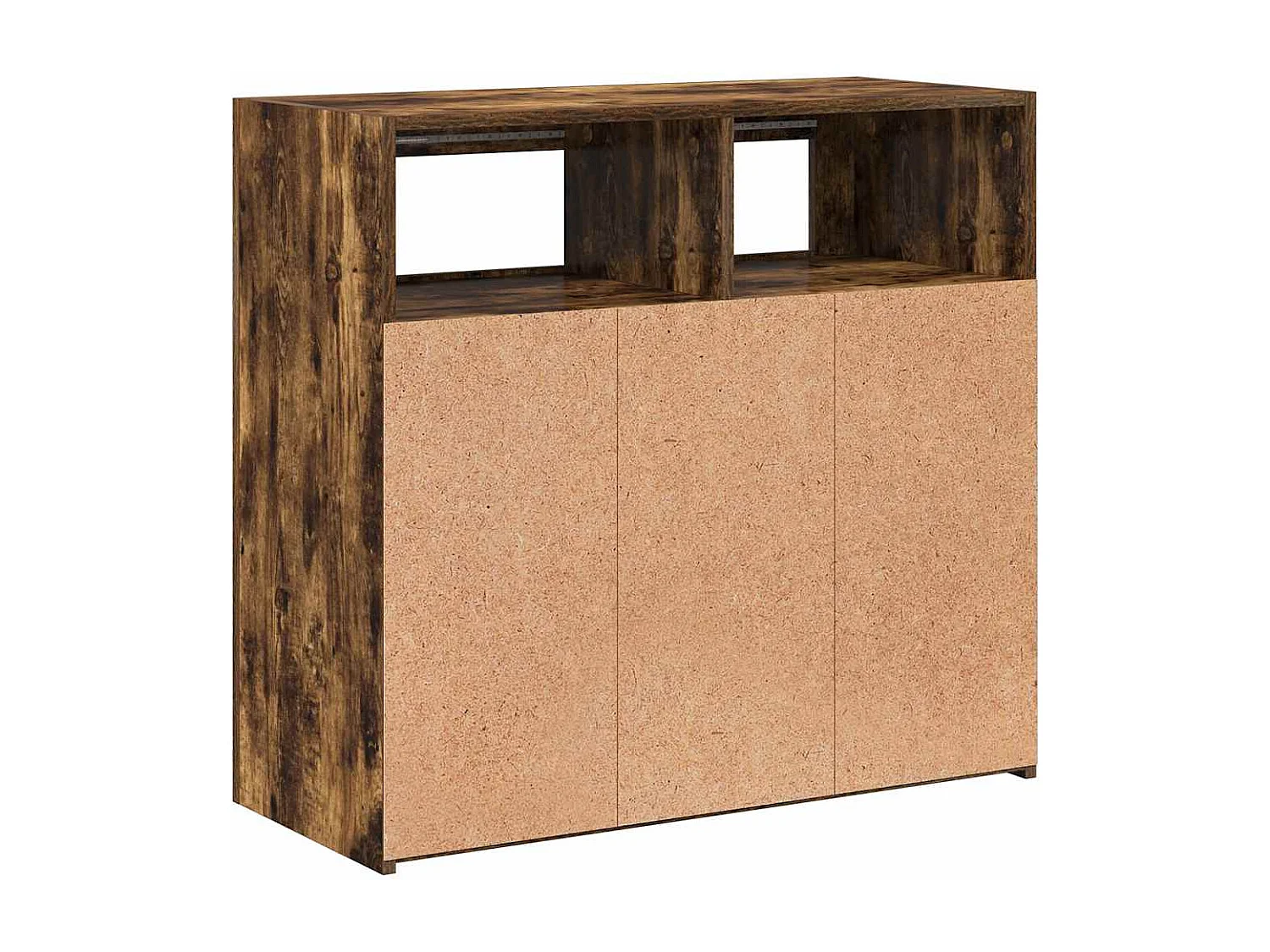 Buffet avec lumières LED chêne fumé 80x35x75 cm