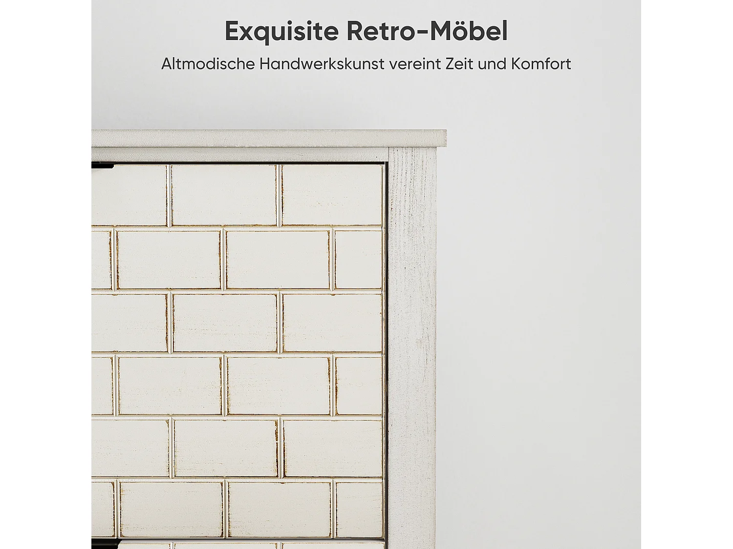 Buffet vintage avec 2 tiroirs, MDF, blanc (80x24x97.5 cm)