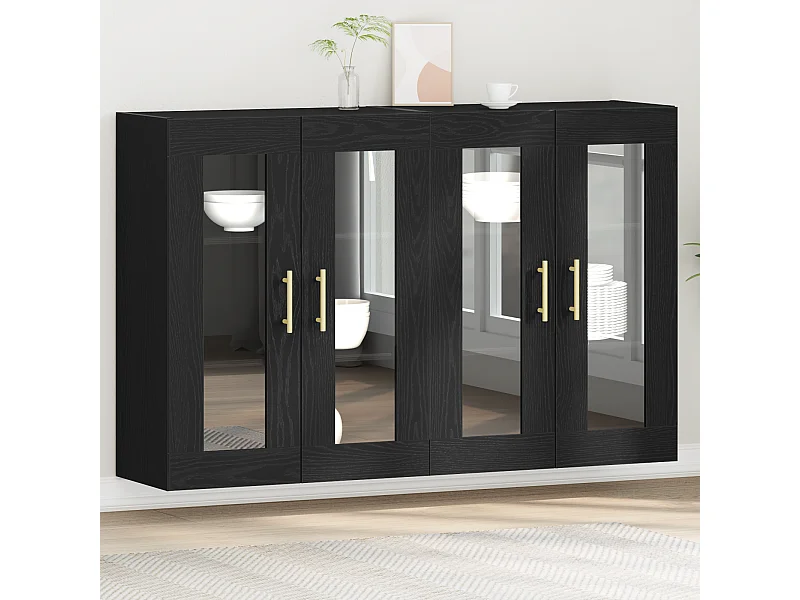 Cabinets Muraux 2 pcs Chêne Noir 69,5 x 34 x 90 cm Bois Technique