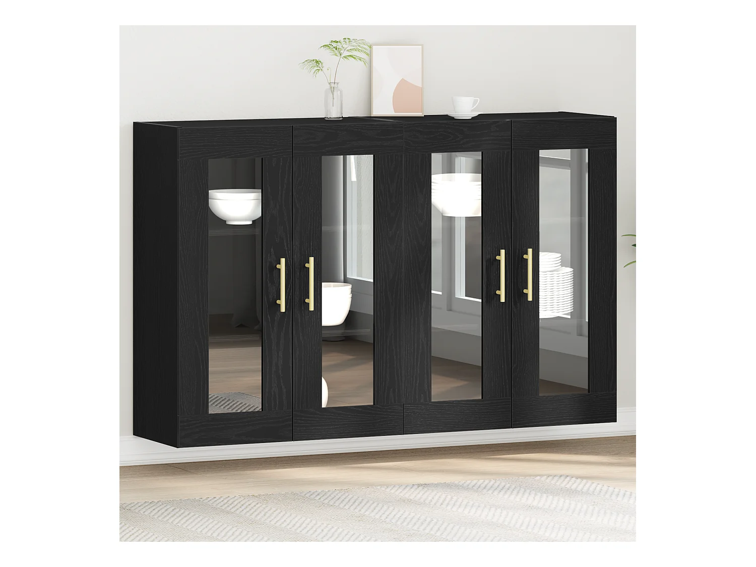 Cabinets Muraux 2 pcs Chêne Noir 69,5 x 34 x 90 cm Bois Technique