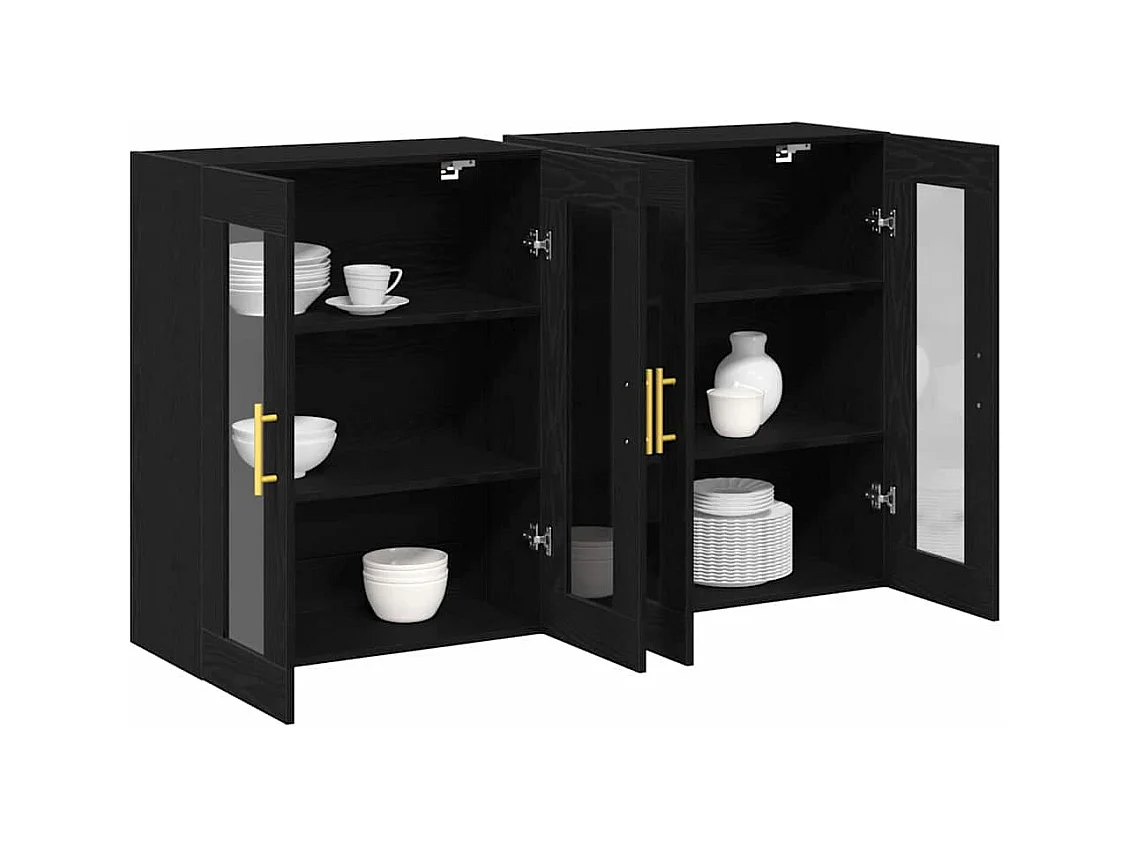 Cabinets Muraux 2 pcs Chêne Noir 69,5 x 34 x 90 cm Bois Technique