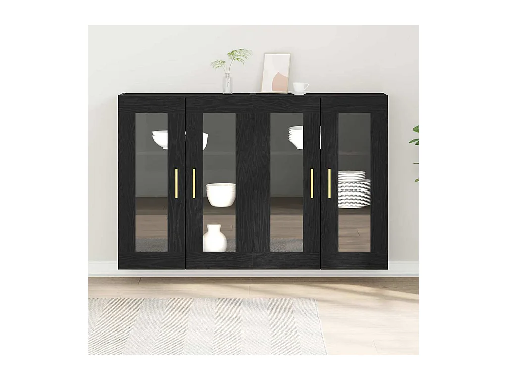 Cabinets Muraux 2 pcs Chêne Noir 69,5 x 34 x 90 cm Bois Technique