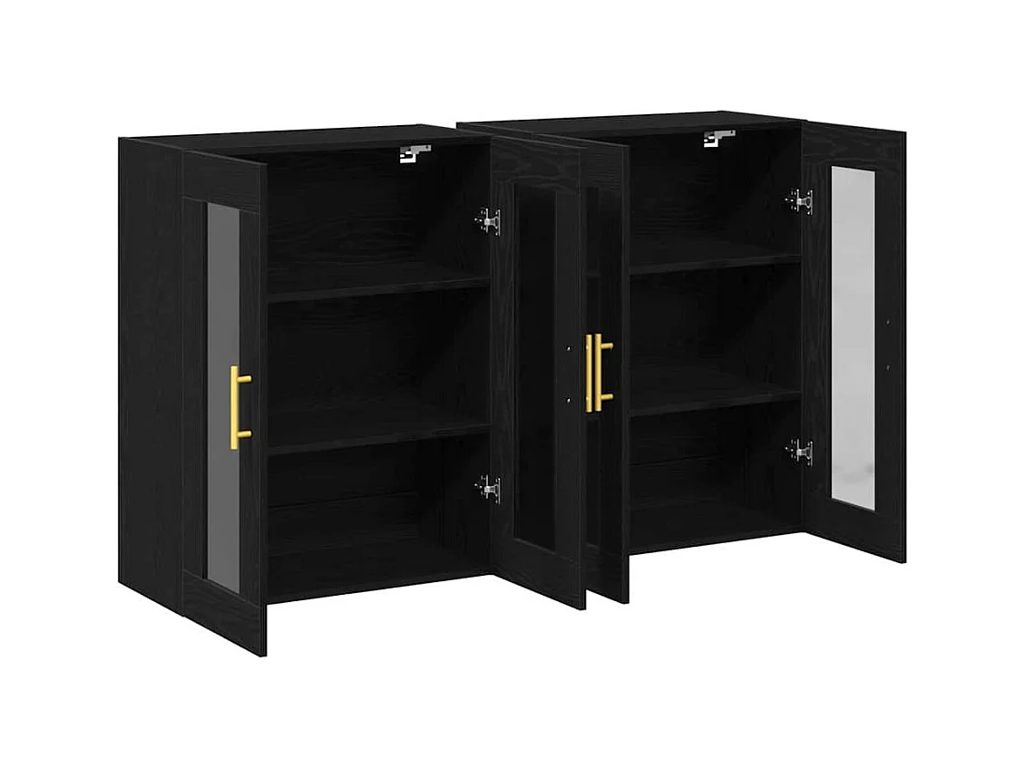 Cabinets Muraux 2 pcs Chêne Noir 69,5 x 34 x 90 cm Bois Technique