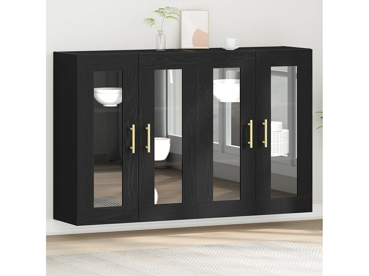 Cabinets Muraux 2 pcs Chêne Noir 69,5 x 34 x 90 cm Bois Technique