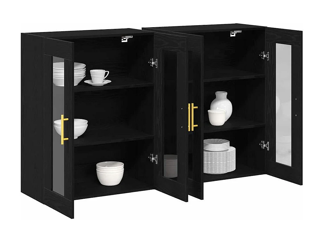 Cabinets Muraux 2 pcs Chêne Noir 69,5 x 34 x 90 cm Bois Technique